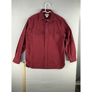 L.L.Bean Men's Medium Regular Red Flannel Shirt 100%‎ Cotton Button Front
